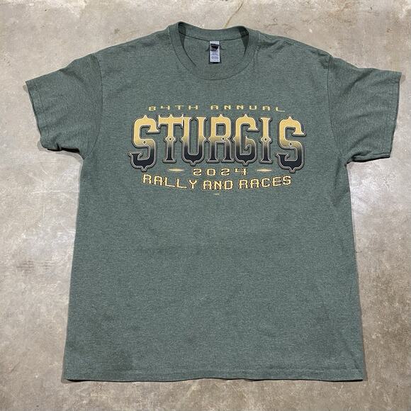 Sturgis Rally and Races 2024 Tee Motorcycle Graphic Green L - Picture 2 of 6